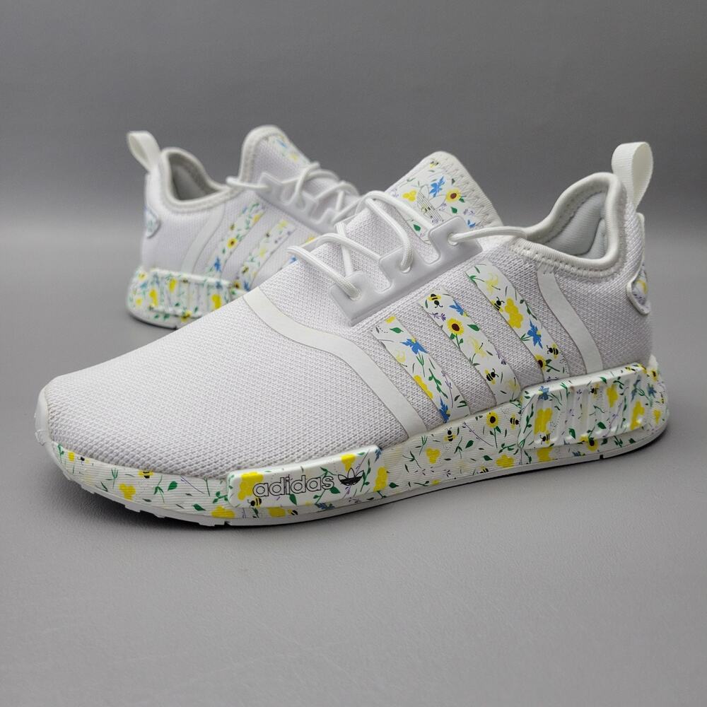 Adidas Unisex Kids NMD R1 Shoes Youth 3 White Yellow Bee Sneakers